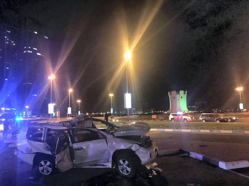 Two people died and three were severely injured in an accident in Ras Al Khaimah. Courtesy RAK Police