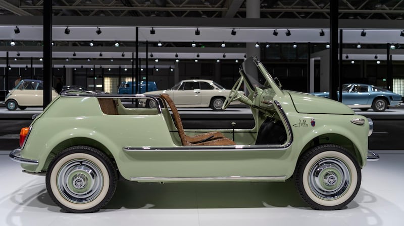 A Fiat 500 Ghia Jolly (1959) on display. EPA