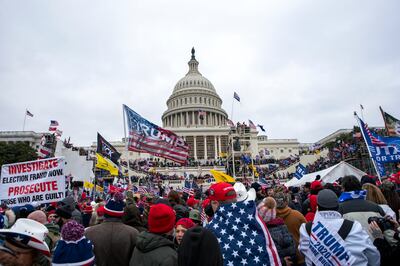 Insurrectionists loyal to Donald Trump storm the US Capitol in Washington on January 6, 2021. AP