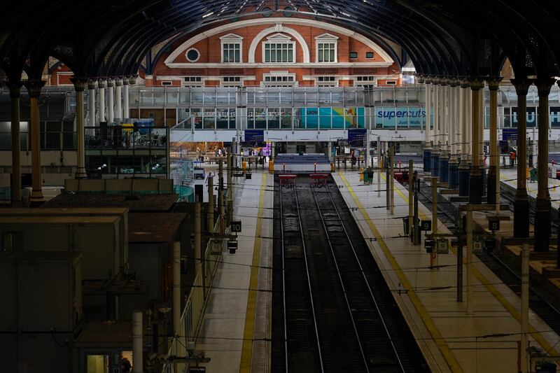 A near-empty Liverpool Street station in London. AP 