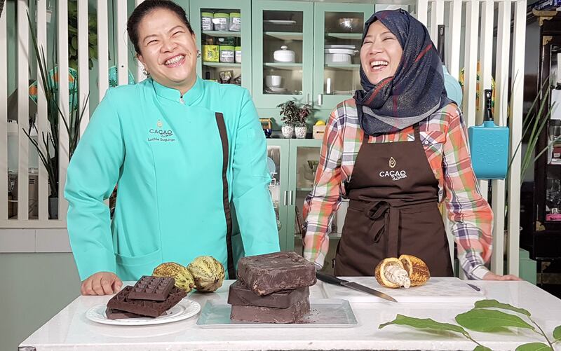 Iman Suguitan, right, runs Co Chocolat along with sister Luchie. Photo: Co Chocolat