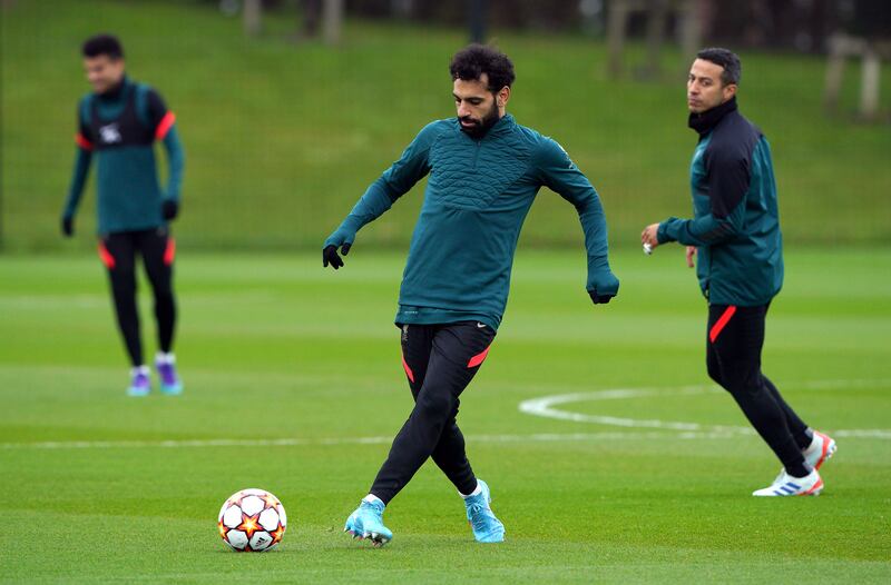 Liverpool's Mohamed Salah during training ahead of their Champions League clash against Benfica. PA