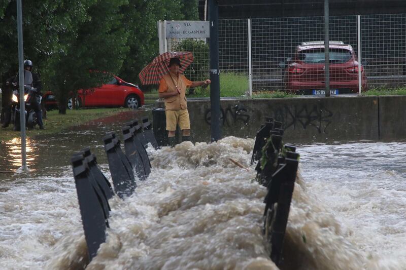 Flooding in Milan, Italy.  EPA