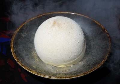 24-carat gold dust bomb, a mango dessert, is part of Epitome's Veganuary menu. Photo: Epitome