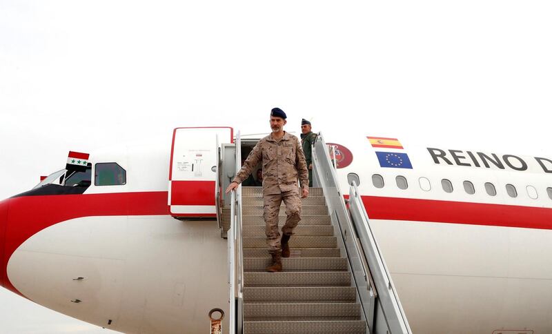 King Felipe arrives in Baghdad. EPA
