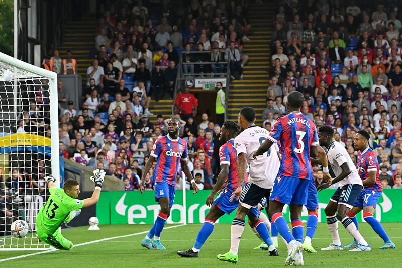 CRYSTAL PALACE RATINGS: Vicente Guaita 7 – Looked untroubled for the majority, but he could not keep out Martinelli’s header and cannot be faulted for Guehi’s own goal. AFP