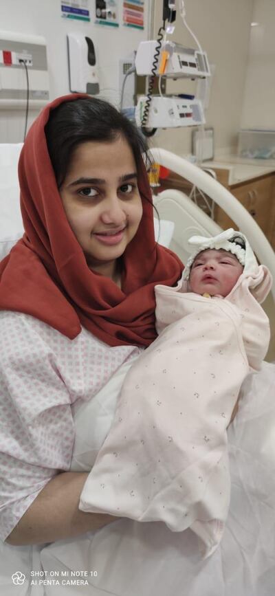  Baby girl born at dawn in Aster Hospital Qusais with mother Fairusa Tharayil. Courtesy: Aster Hospital Quisais. 