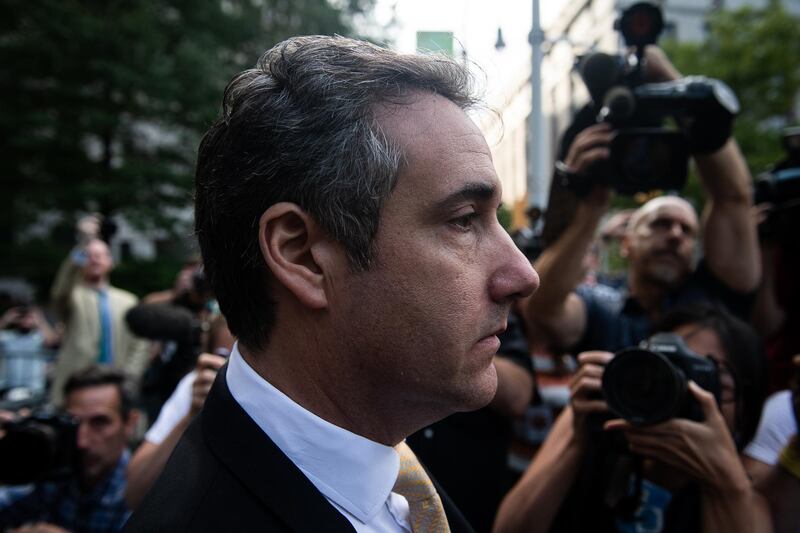 Michael Cohen, former personal lawyer to U.S. President Donald Trump, exits from federal court in New York, U.S., on Tuesday, Aug. 21, 2018. Trump's longtime lawyer and fixer Michael Cohen appeared in federal court Tuesday pleading guilty to federal charges stemming from hush payments to women who claimed to have had affairs with the president. Photographer: Mark Kauzlarich/Bloomberg