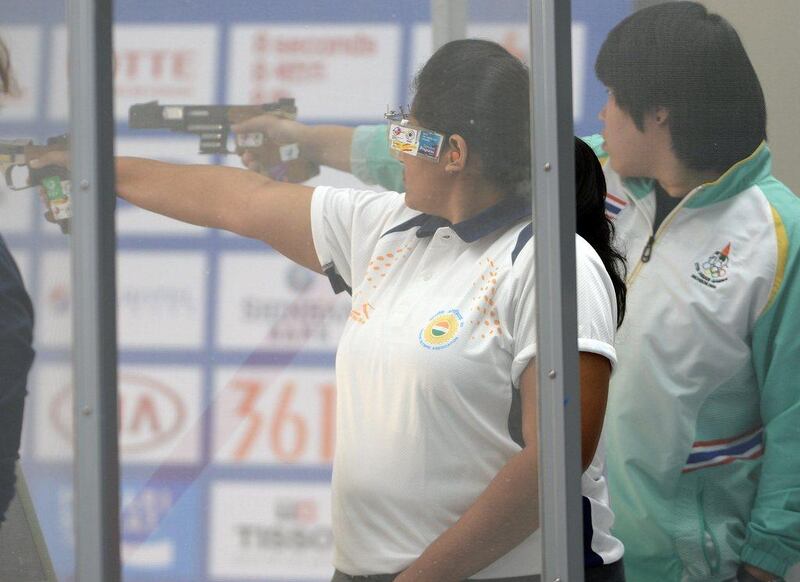 India's Rahi Jeewan Sarnobat competes in the women's 25-metre pistol individual final at the 2014 Asian Games. Prakash Singh / AFP