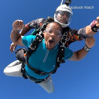 Will Smith during his skydive in Dubai. Instagram / Will Smith