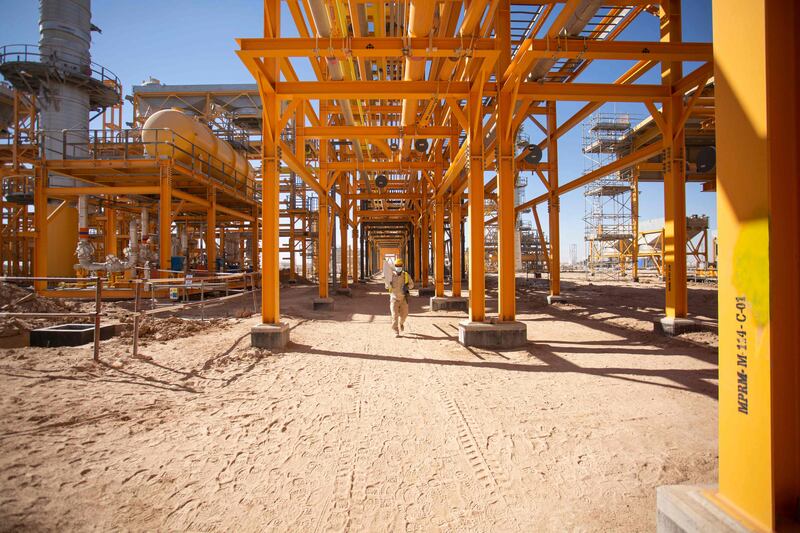 A gas separation plant under construction near Iraq's southern port city of Basra.