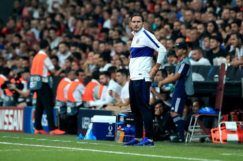 Chelsea's manager Frank Lampard during the UEFA Super Cup Final at Besiktas Park, Istanbul. PRESS ASSOCIATION Photo. Picture date: Wednesday August 14, 2019. See PA story SOCCER Super Cup. Photo credit should read: Peter Byrne/PA Wire