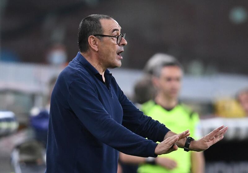 Juventus manager Maurizio Sarri gives instructions from the touchline. Reuters