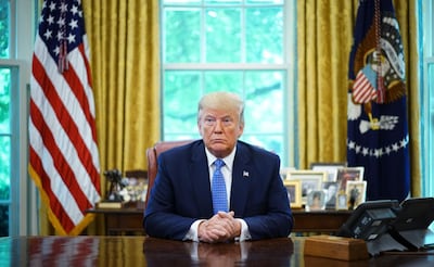 US President Donald Trump speaks during a meeting with advisors about fentanyl in the Oval Office of the White House in Washington, DC on June 25, 2019.  / AFP / MANDEL NGAN
