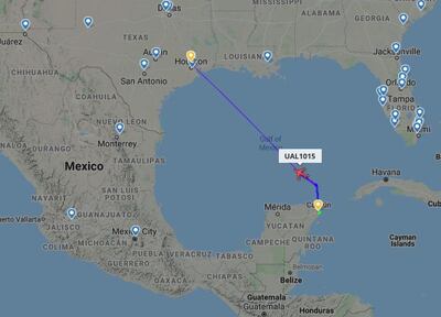A Cancun-Houston flight on Thursday, February 18, 2021. FlightRadar screenshot