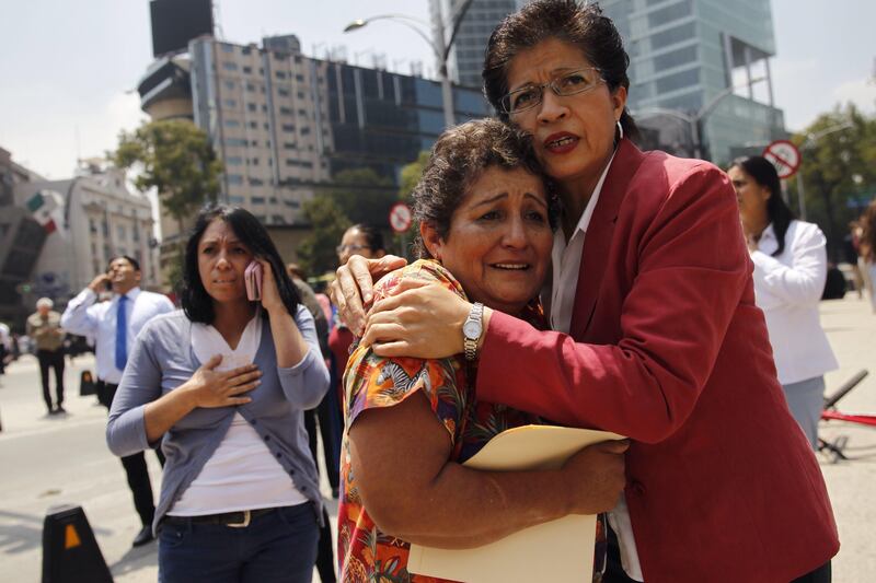 Thousands of people remain on the streets following a magnitude 7.1 earthquake on the Richter scale, in Mexico City. Shenka Gutierrez / EPA