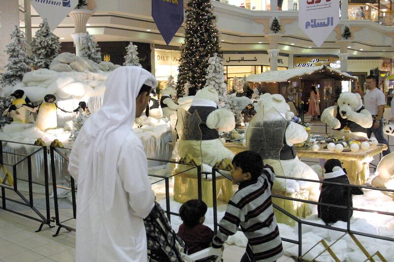 Christmas decorations at a mall in Dubai in December 2000. AFP