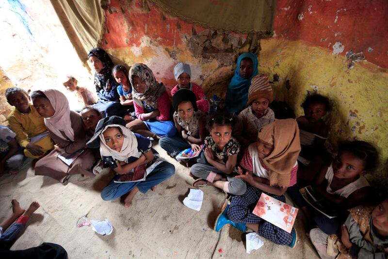 'Muhamasheen' children attend lessons in Sanaa. AFP