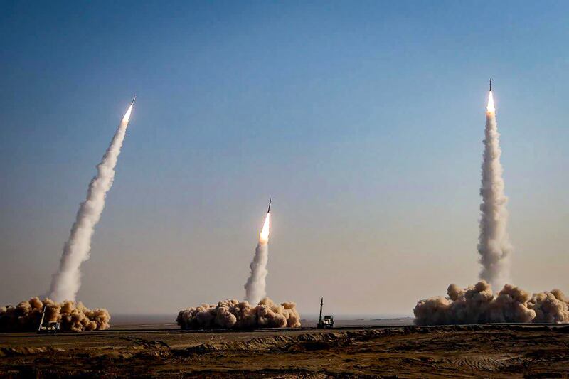 IRGC troops launch missiles during a training exercise on January 15. AFP Photo / Islamic Revolutionary Guard Corps via Sepah News