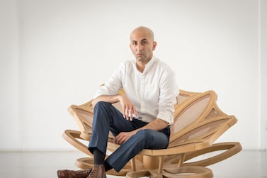 Aezad Muzaffar Alam sits in his winning floating chair. Courtesy Van Cleef & Arpels