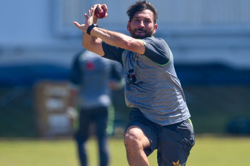 Leg-spinner Yasir Shah trains Sabina Park.