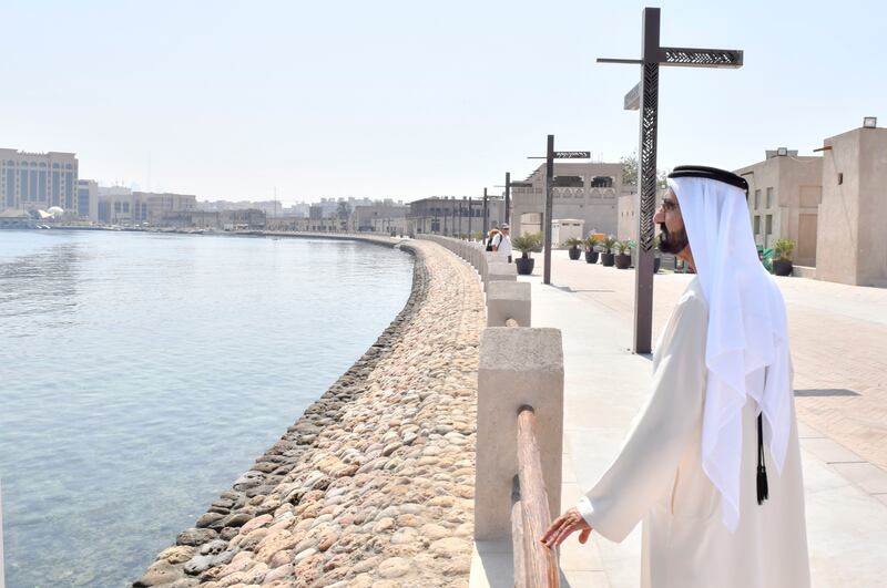 Government of Dubai Media Office – 7 March 2018: Vice President and Prime Minister of the UAE and Ruler of Dubai His Highness Sheikh Mohammed bin Rashid Al Maktoum today inspected the progress of the Shindagha Heritage District project, which is part of a major renovation project that aims to rejuvenate some of the oldest parts of Dubai. Wam