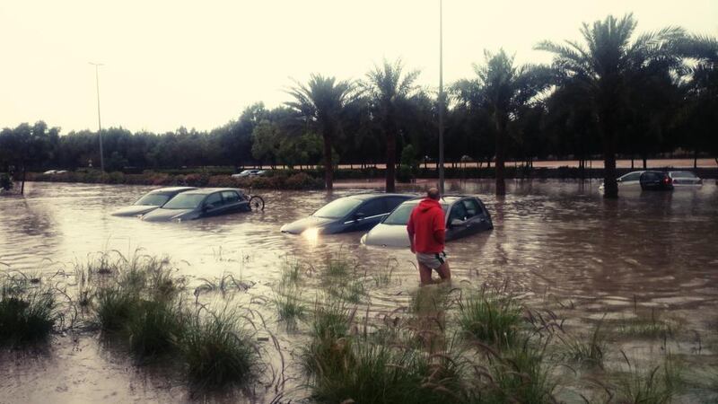 Flooded cars in Remraam, Dubai. Courtesy Anja Dalby