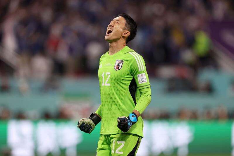 JAPAN RATINGS: Shuichi Gonda – 7. Made a strong save from Kimmich’s effort but blotted his copy book with the clumsy concession of Germany’s penalty. Atoned with a vital stop from Goretzka and a brilliant double stop from Gnabry shortly before Japan levelled. The game’s turning point. Getty