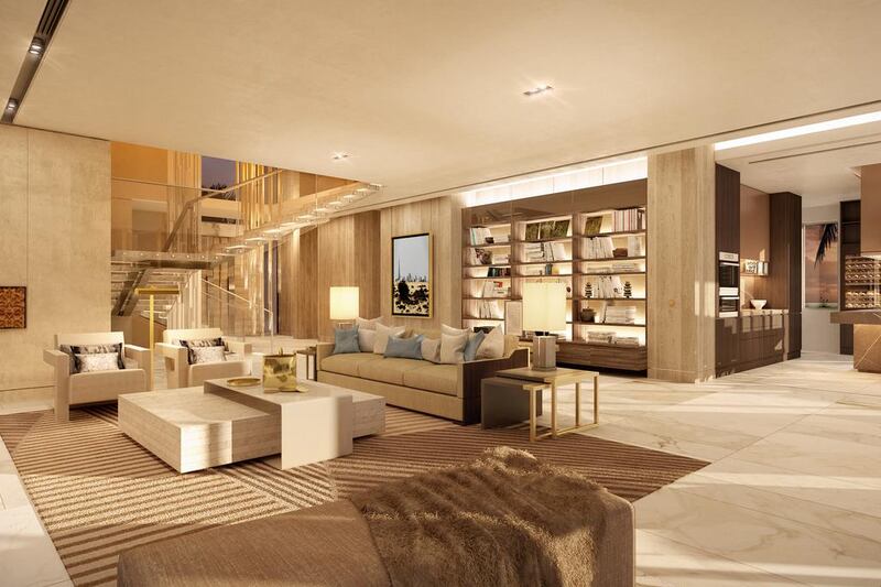 An interior rendering of one of four luxury villas on the Palm Jumeirah branded as The Ellington Collection. Courtesy Ellington Properties
