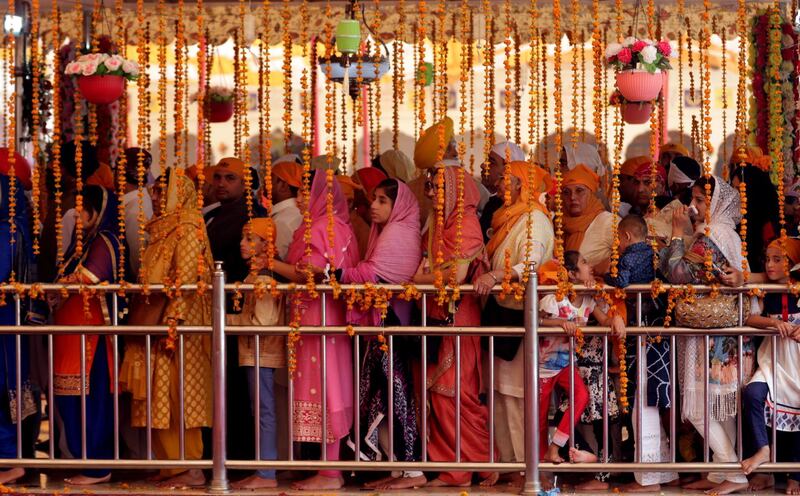 Sikh Pilgrims attend the 550th birth anniversary of Baba Guru Nanak, at Nankana Sahib near Lahore, Pakistan, 12 November 2019. Baba Guru Nanak Dev Jee, founder of Sikh religion, was born in 1469. EPA
