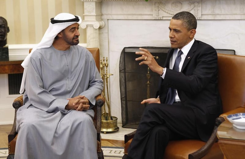 Sheikh Mohammed meets US President Barack Obama in the Oval Office of the White House in 2011. Kevin Lamarque / Reuters