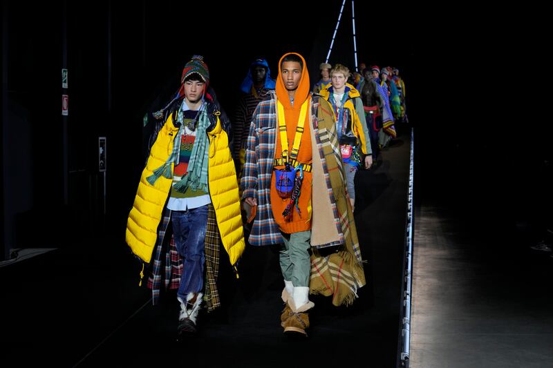 DSquared2 collection was a festival of bright yellows, pinks, reds and blues alongside floral patterns. AP