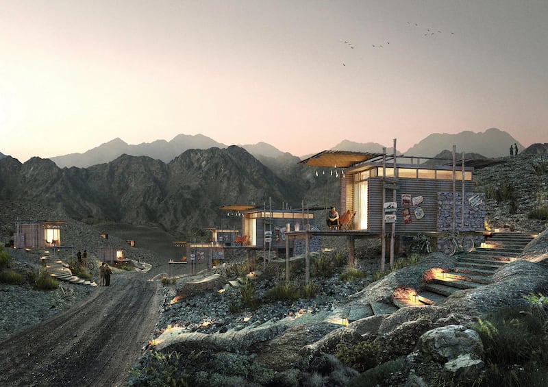 Proposed Mountain Lodge Camp in Hatta. Courtesy Meraas