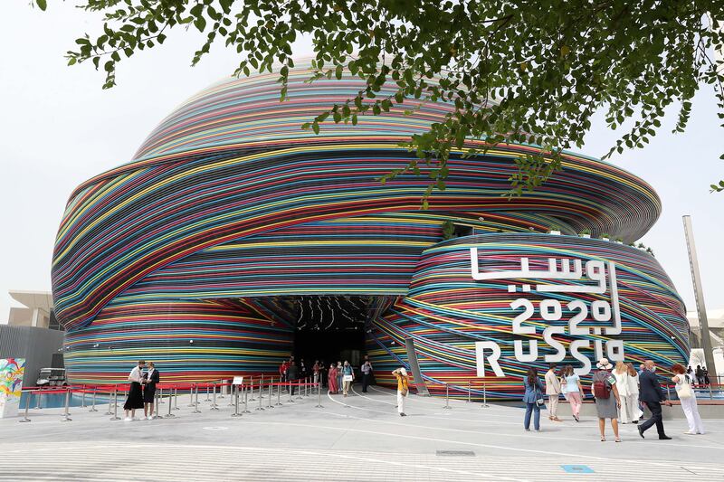 Visitors at the Russia pavilion at the EXPO 2020 site in Dubai on 3 October, 2021. Pawan Singh/The National.