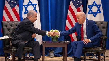 US President Joe Biden and Israeli Prime Minister Benjamin Netanyahu meet in New York, the month before the October 7 Hamas attacks on Israel, on the sidelines of the 78th United Nations General Assembly in New York City on September 20, 2023.  AFP