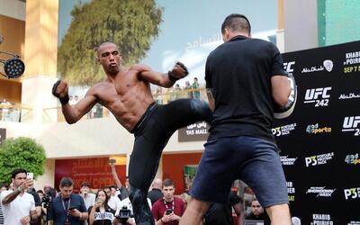 Edson Barboza during the UFC Open Workout session at Yas Mall on Wednesday. Pawan Singh / The National