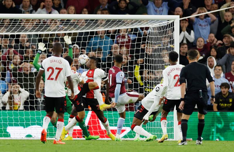 Aston Villa's Jacob Ramsey scores against Southampton. Reuters