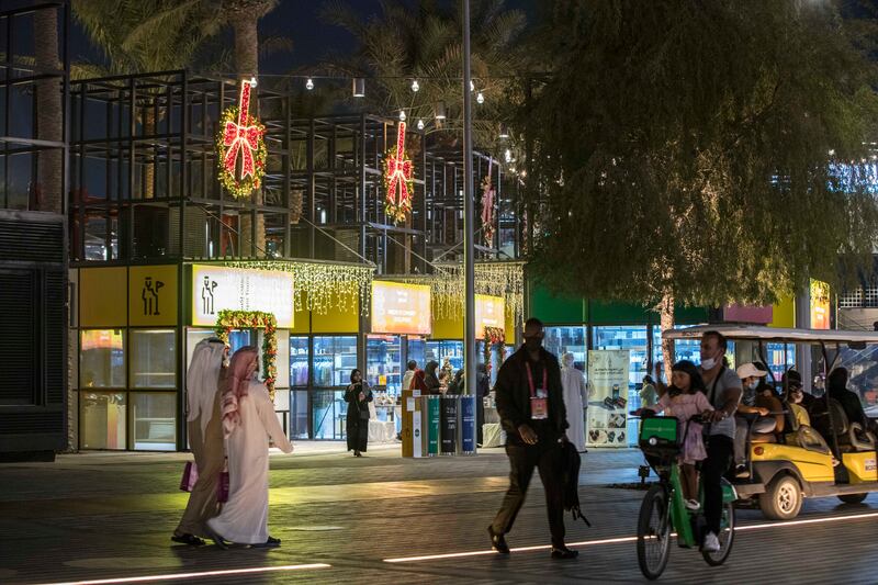 Christmas decorations around EXPO 2020 Dubai.  Leslie Pableo for The National