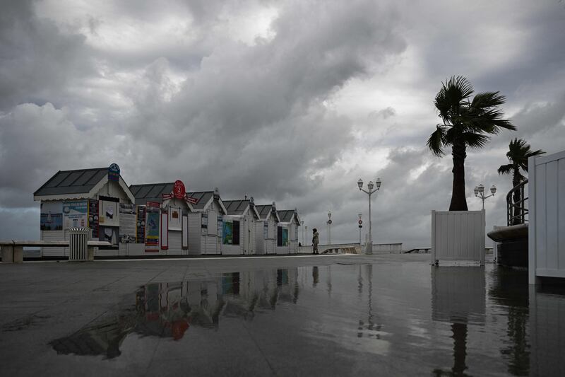 Sea excursion ticket booths are shut as Storm Ciaran closes in on Arcachon, south-western France. AFP