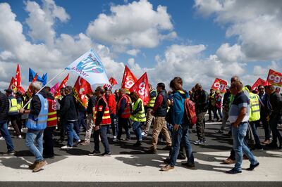 Paris-Charles de Gaulle airport employees protest over low wages. Reuters