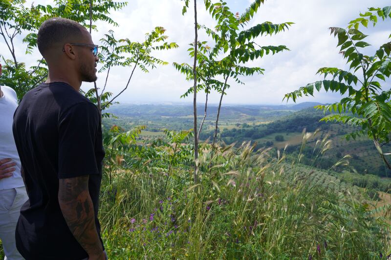 William Troost-Ekong takes in the view  at Torano Castello, near Salerno.