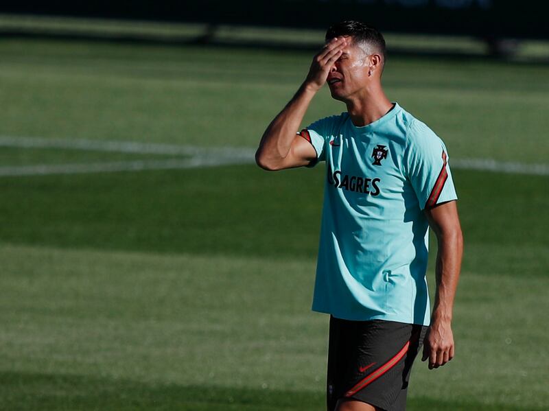 Portugal's Cristiano Ronaldo during training. Reuters