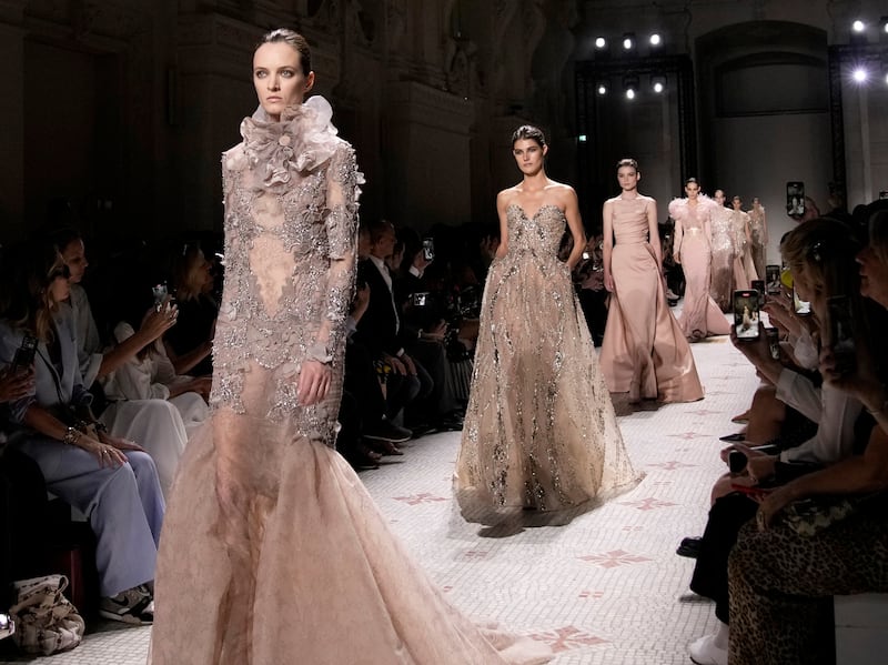 The finale of the Elie Saab Haute Couture autumn 2024 collection. AP