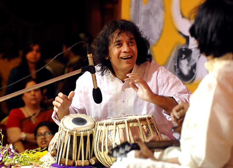 Indian tabla player Zakir Hussain performing in Mumbai. AFP