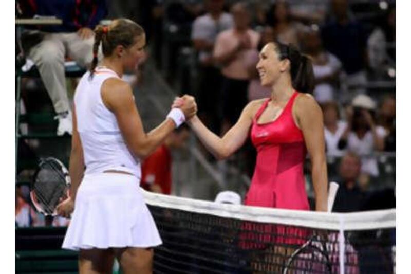 Dinara Safina, left, put a dent to Jelena Jankovic's hopes of becoming the new world No 1.