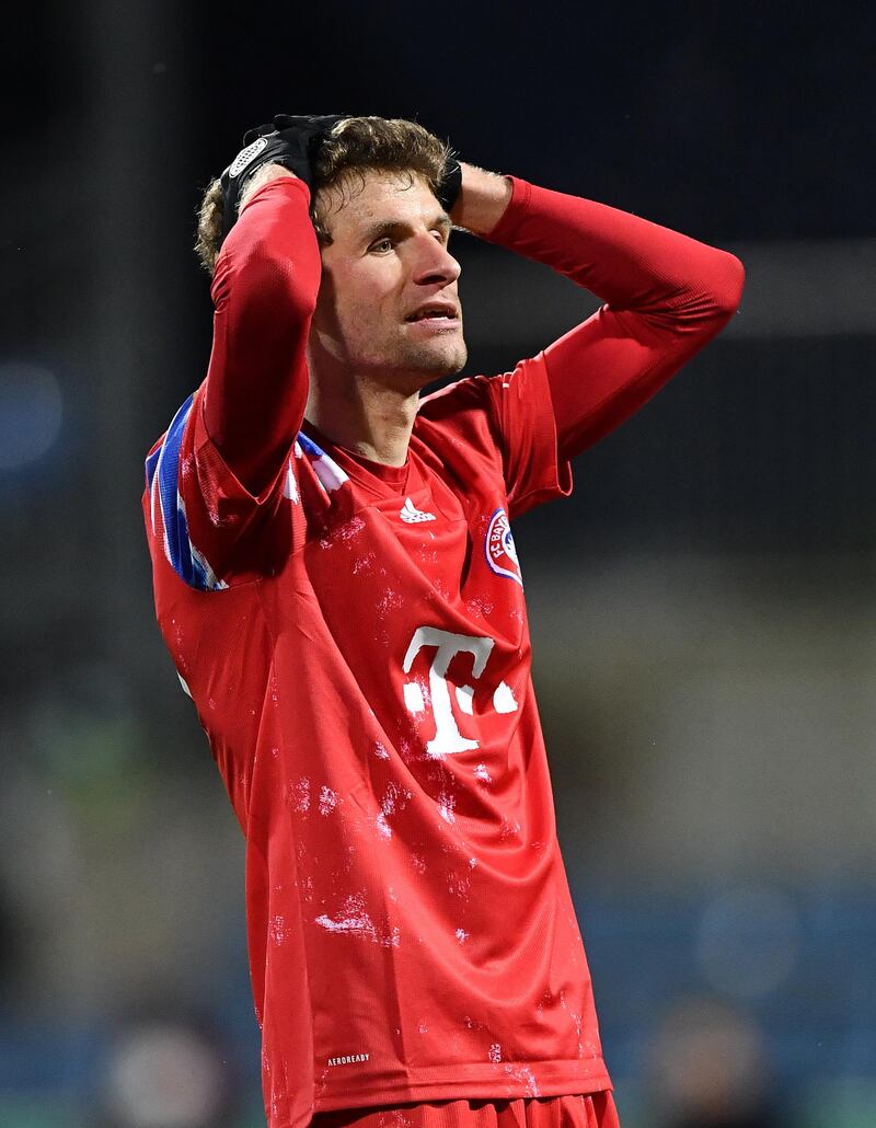 Bayern attacker Thomas Muller during their DFB Cup defeat. Getty