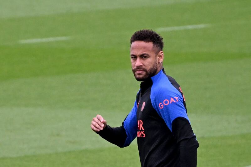 PSG's Brazilian forward Neymar takes part in a training session at the Camp des Loges. AFP