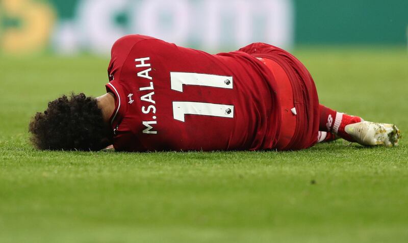 Salah after sustaining a head injury. Scott Heppell / Reuters