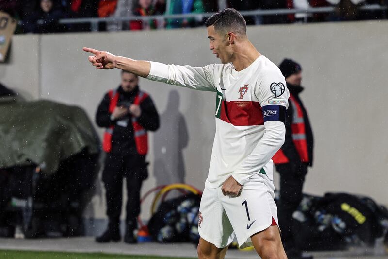 Portugal`s Cristiano Ronaldo celebrates after scoring against Luxembourg. EPA