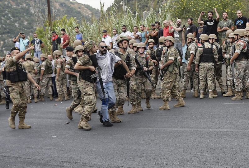 Lebanese army soldiers in Dbayeh. AFP